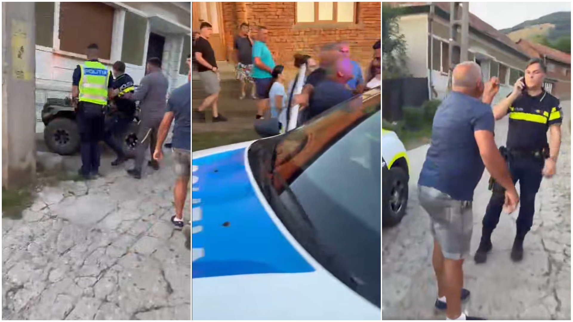 Polițist atacat de mai mulți săteni în Caraș-Severin după ce a oprit un bărbat băut pe ATV. Agentul a scos pistolul din dotare