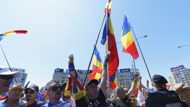 Protest în Piața Victoriei.