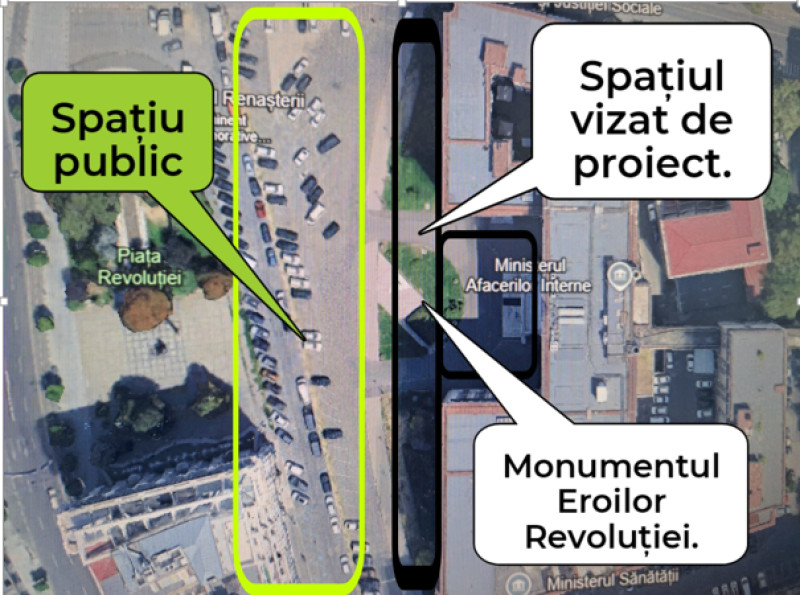 Precizările MAI legate de transferul unui spaţiu din Piaţa Revoluţiei. „Proiectul nu restricţionează accesul public”