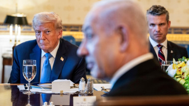 Donald Trump cu Benjamin Netanyahu, în timpul unei vizite în SUA