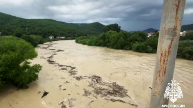 Water Levels Rise In Defan River In Southwest Russia