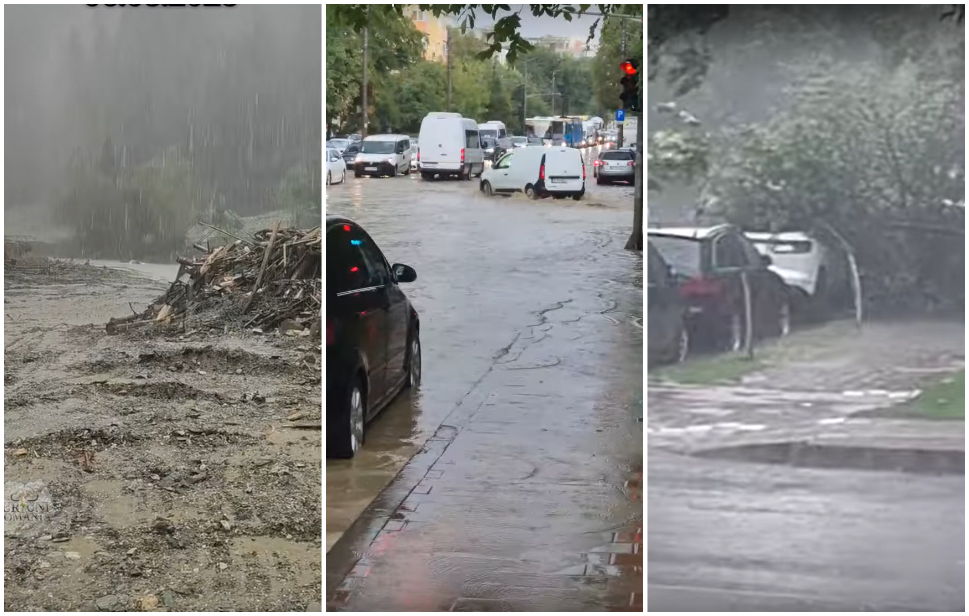 Cod roșu de vijelii în Neamț și Iași. La Suceava au fost inundații. La Iași, un copac a căzut peste o mașină în care se afla o persoană