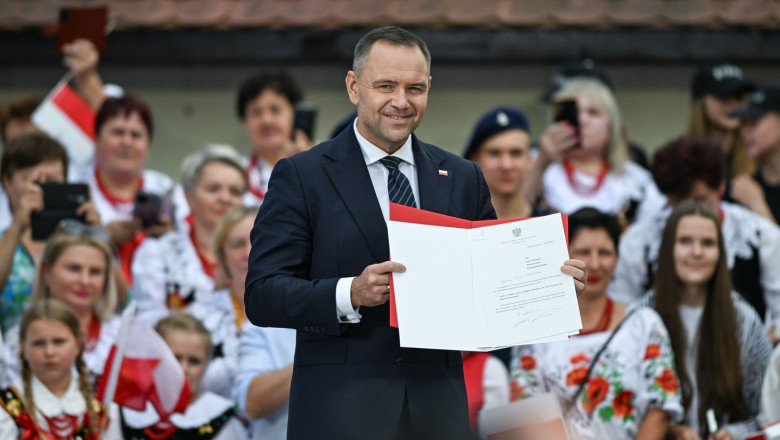 Newly Sworn-In President Karol Nawrocki Signs Tax Initiative In Kolbuszowa, Poland - 08 Aug 2025