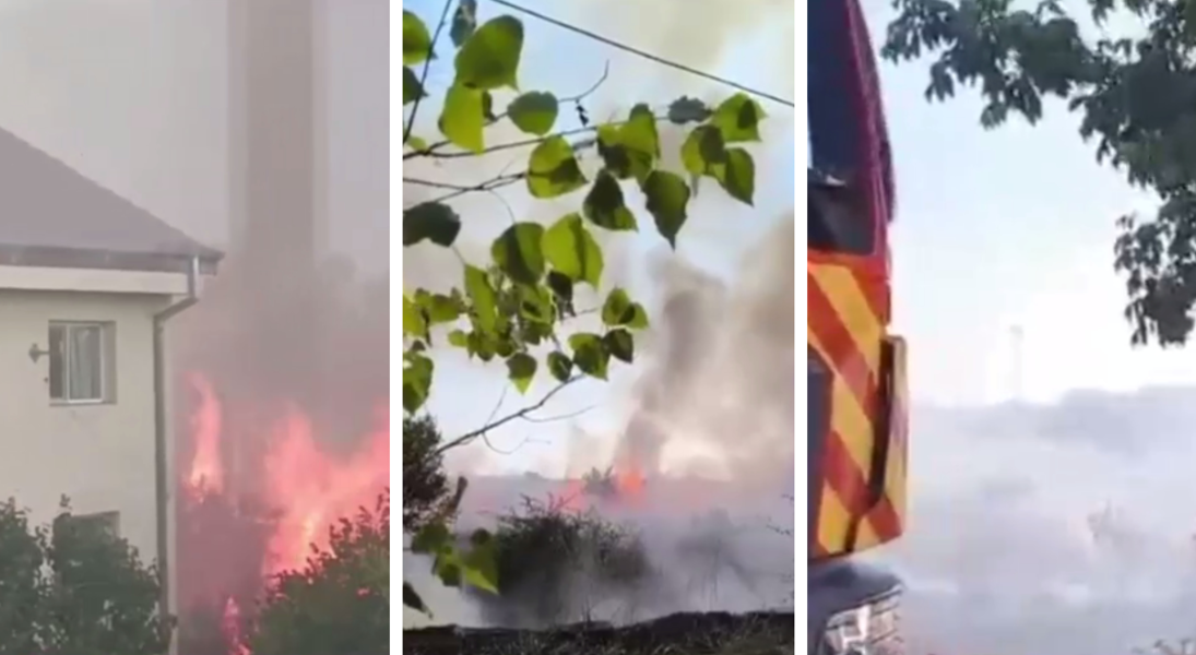 Incendiu puternic la marginea orașului Galați. Pompierii au evitat extinderea flăcărilor la locuințele din zonă