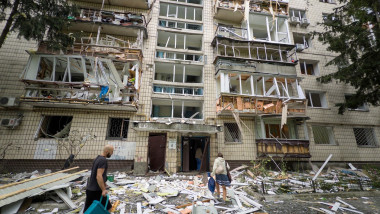 Aftermath of Russian attack in Kyiv's Holosiivskyi district, Ukraine - 31 Jul 2025