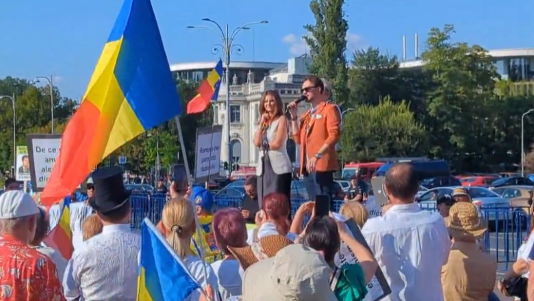 Protest în Piaţa Victoriei. Jandarmii au dat două amenzi, un bărbat a fost prins cu un cuțit