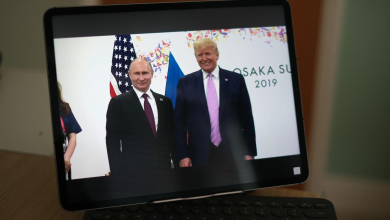 Osaka, Japan - 28 June 2019 - Donald Trump and Vladimir Putin meet at the G20 Summit