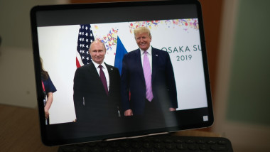Osaka, Japan - 28 June 2019 - Donald Trump and Vladimir Putin meet at the G20 Summit