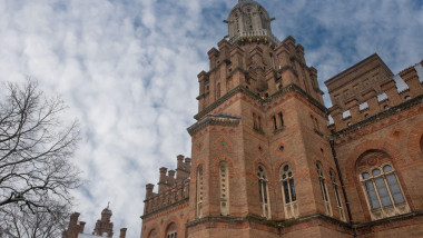 Chernivtsi National University (the former Metropolitans residence) church in winter, Ukraine.