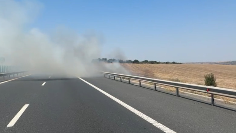 VIDEO  Autostrada Soarelui, închisă la km 169 din cauza unui incendiu de vegetație. Traficul către București a fost deviat