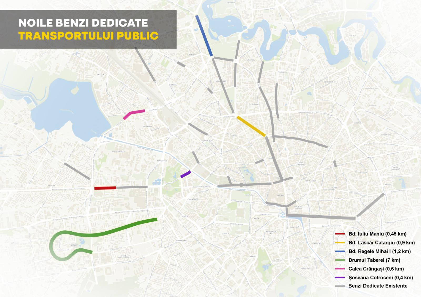 Rețeaua de benzi unice pentru transportul public în Bucureşti se prelungește cu încă 10,55 km. Traseele pe care vor fi amenajate