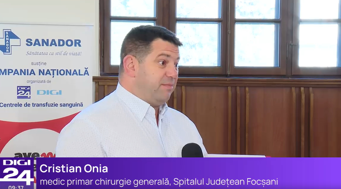 Dr. Cristian Onia, medic primar chirurgie generală la Spitalul Judetean Focșani: Donarea de sânge înseamnă oferirea unei șanse la viață