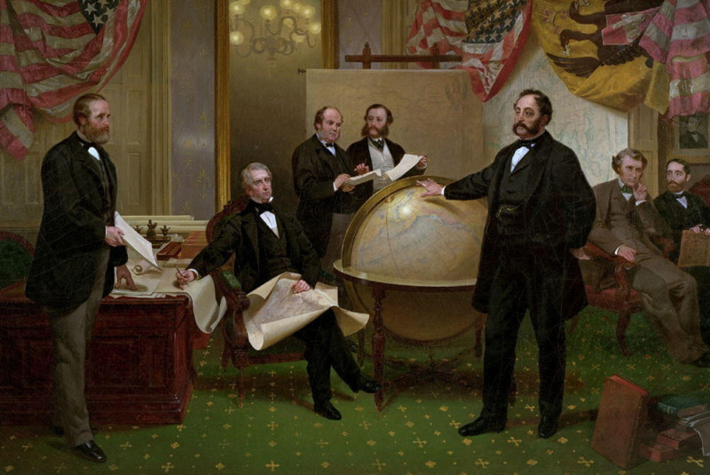 William H. Seward and Eduard de Stoeckl Negotiating the Alaska Purchase (1867)[14] Emanuel Leutze (d. 1868)