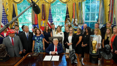 President Donald Trump Meets With "Abby Gate" Victim Family Members in Oval