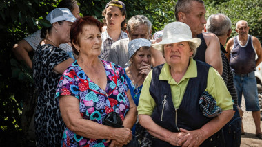 Humanitarian Aid Distribution in Slovyans, Ukraine - 18 Jul 2022