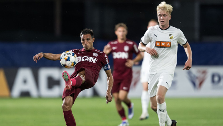 faza de joc din meciul cfr cluj - BK Haecken