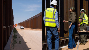 zidul de la granița SUA-Mexic / Kristi Noem vopsește în negru zidul