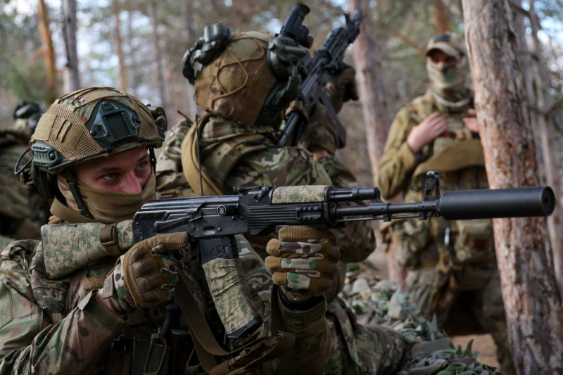 Russian Northern Fleet Naval Infantry Training In Special Military Operation Zone