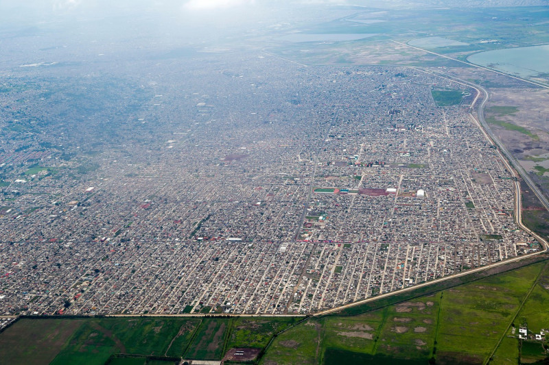 Aerial view of Lago de Texcoco, near Mexico City, Mexico