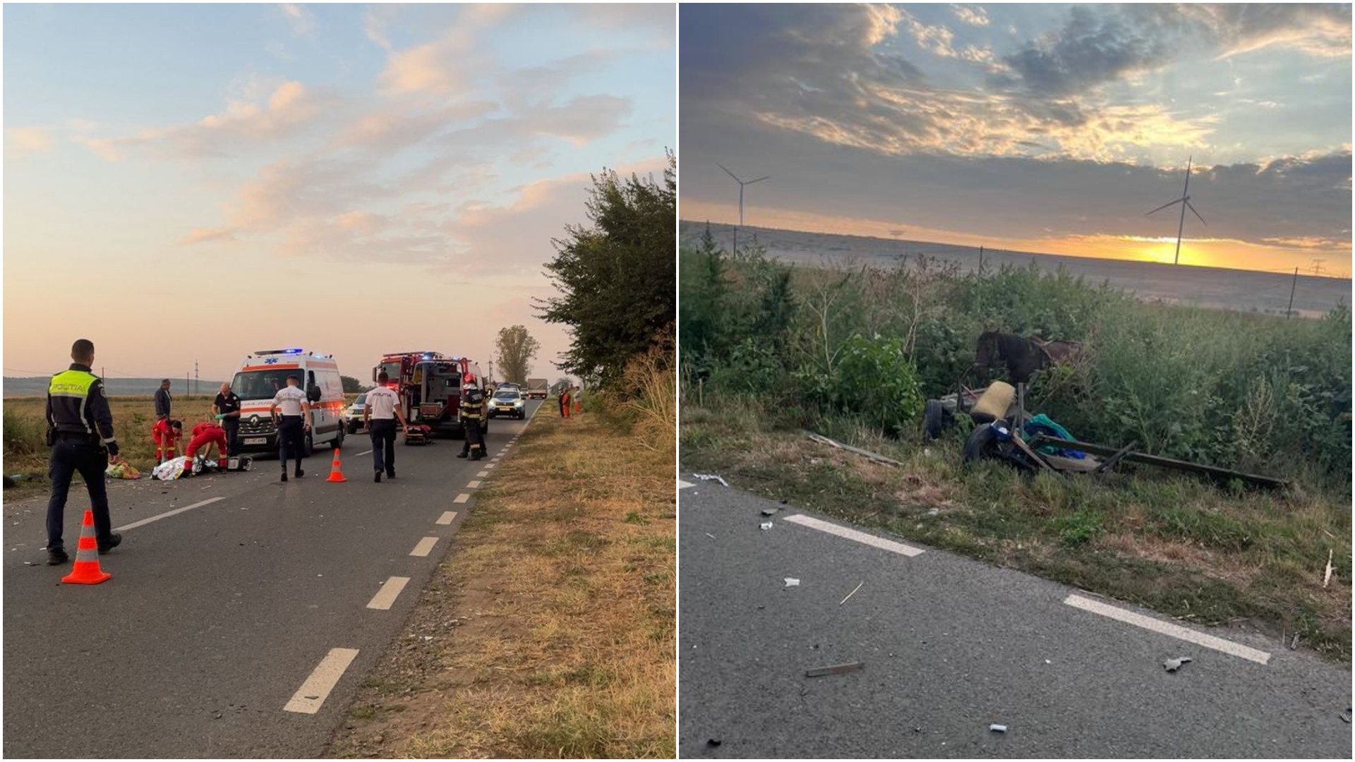 Accident grav în Galați: o autospecială de poliție a lovit o căruță. O femeie a murit, iar alte trei persoane au fost rănite