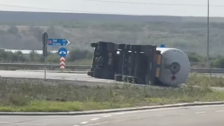 cisterna cu gaz rasturnata langa barlad