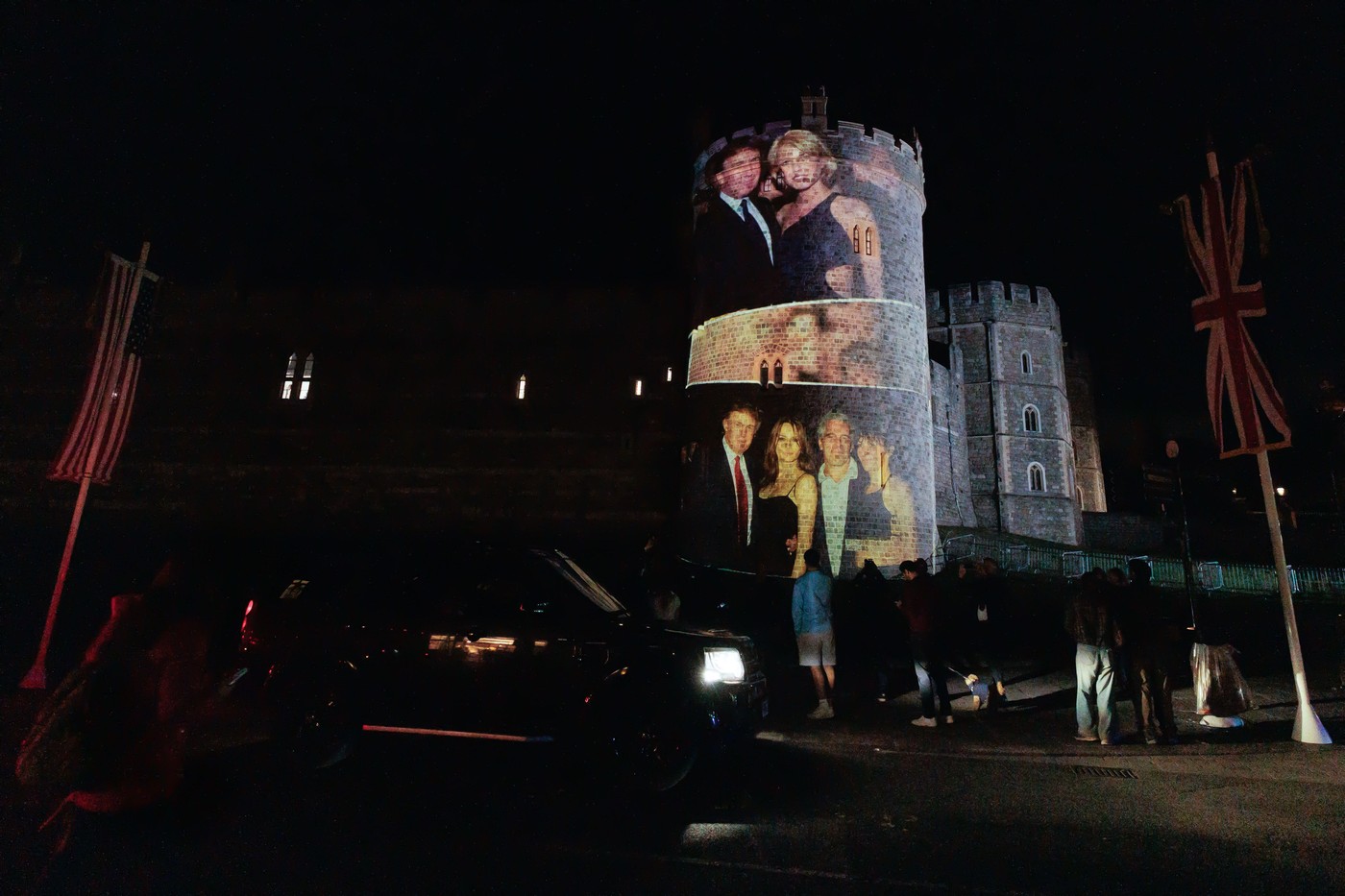 Imagini cu Trump şi Epstein, proiectate pe castelul Windsor, cu ocazia vizitei președintelui SUA în Marea Britanie. Patru arestări