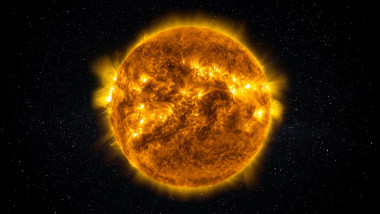 Sun Star in the Starry Sky of Solar System in Space. This image elements furnished by NASA.
