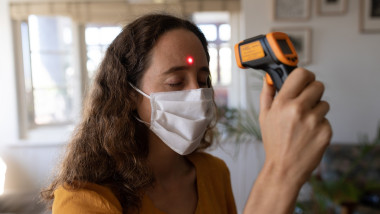 Caucasian woman self isolating at home during coronavirus covid19 pandemic