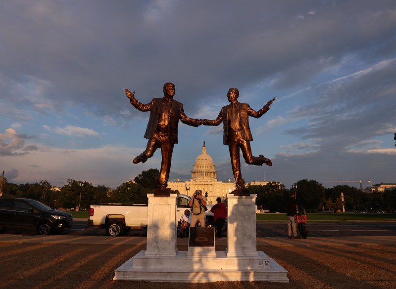 A Protest Art Representing President Donald Trump And Jeffrey Epstein On The National Mall In Washington, District Of Columbia, USA, Washington Dc, Virginia. - 23 September 2025