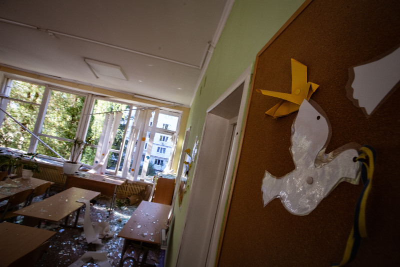 Russian Drone Strike In Sumy Damages School And Residential Building, Ukraine - 22 Sep 2025