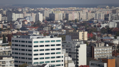 Communist blocks of flats in Bucharest seen from above