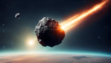 Comet, asteroid, meteorite flying