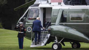 US President Trump departs the White House for Kirk funeral in Arizona