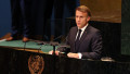France's President Emmanuel Macron speaks during a United Nations Summit on Palestinians at UN headquarters during the United Nations General Assembly (UNGA) in New York on September 22, 2025