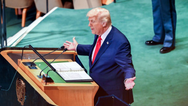 United States President Donald J Trump addresses the United Nations General Assembly at United Nations Headquarters in New York, New York, USA