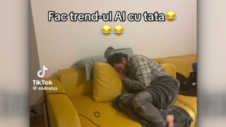 imagine falsa generata de ai cu un om al strazii in casa unei alte persoane