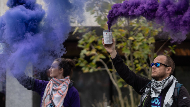 Extinction Rebellion Protests At NOS, The Largest Public Broadcaster In The Netherlands, Hilversum - 27 Sep 2025