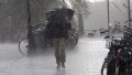ploaie si om cu umbrelă