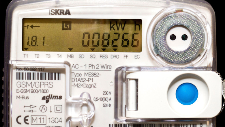 a smart digital kilowatt or electricity meter is telling the usage of electricity in a home direct to the provider.