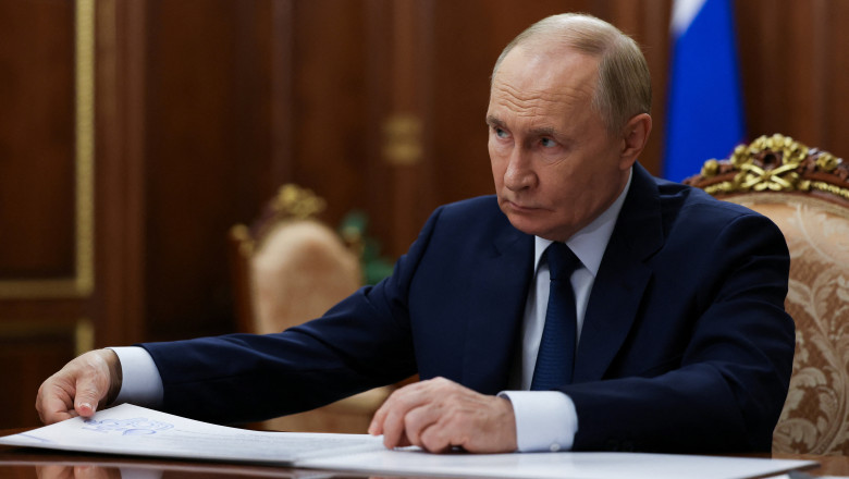 Russian President Vladimir Putin meets with Leonid Pasechnik, Moscow-installed leader of the Russian-controlled parts of the Luhansk Region, in Moscow