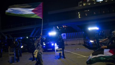 Protests against Israel's attacks on the Global Sumud Flotilla in Barcelona