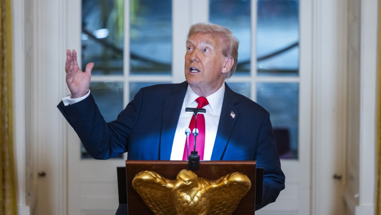 Trump speaks at a fundraiser for his ballroom extension