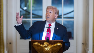 Trump speaks at a fundraiser for his ballroom extension