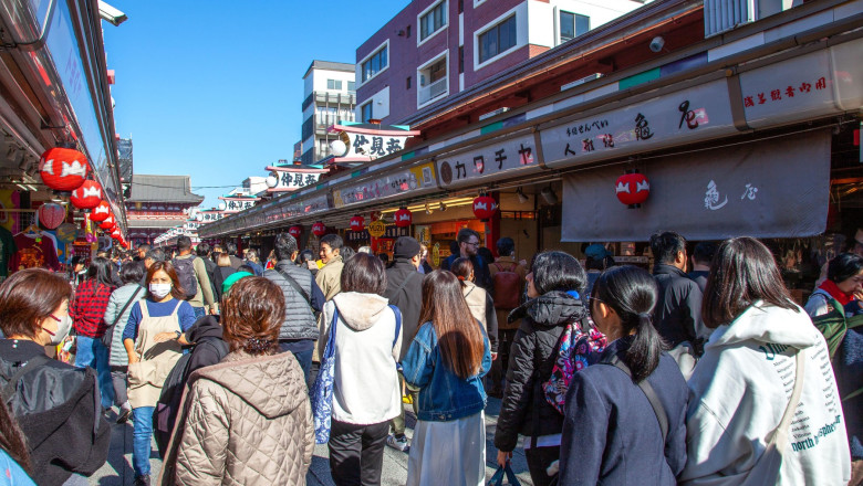turisti, Asakusa, Tokyo, Japonia