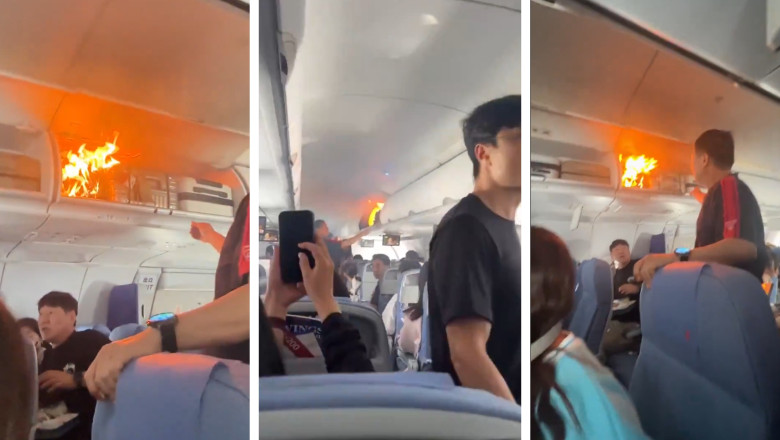 incendiu la bordul avionului, colaj