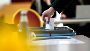 People cast their votes during Estonia's general election in Parnu