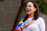 Venezuela opposition leader Machado appears at protest