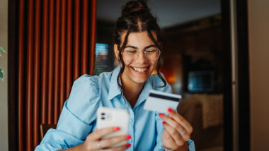 One,Young,Beautiful,Caucasian,Business,Woman,Is,Buying,Online,On