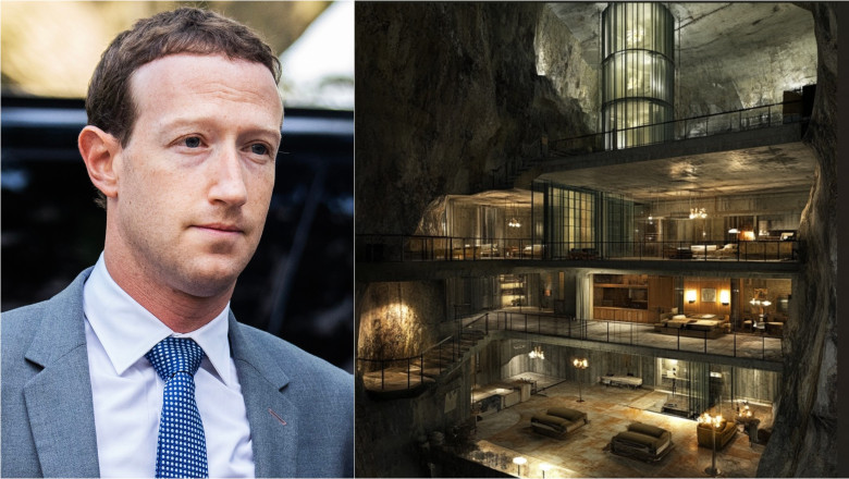 Mark Zuckerberg / ilustrație cu un buncăr de lux pentru apocalipsă
