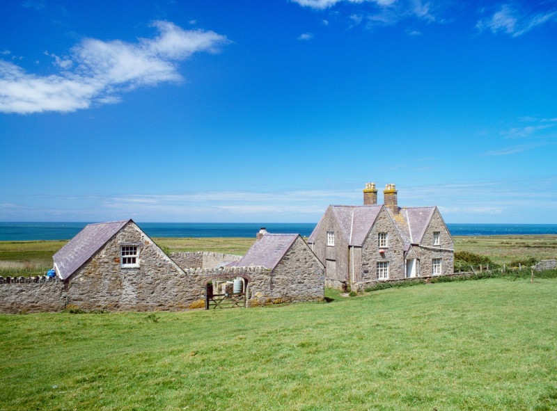 Carreg Fawr farmhouse, yard &amp; outbuildings: one of the 'model farms' built on Bardsey Island, North Wales, 1870-75 by Lord Newborough.